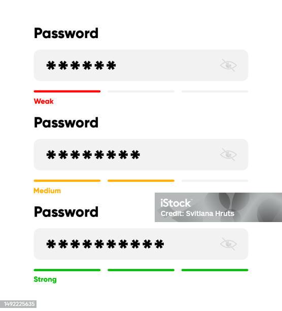 Password Weak Medium And Strong Password Form Template For Website And ...