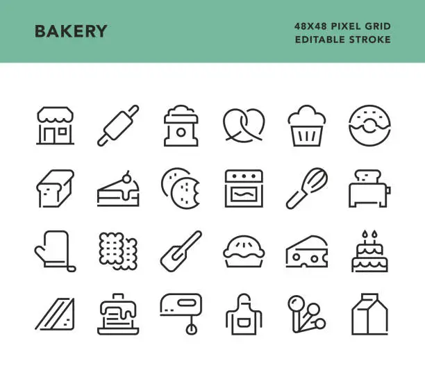 Vector illustration of Bakery - Line Icons