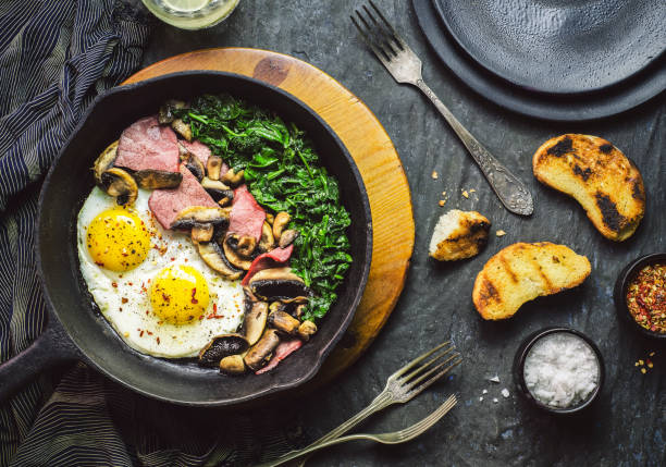 istock Egg Skillet with Bacon, Mushroom  and Spinach 1492227236