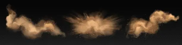 Vector illustration of Sand explosion with dirt and cloud smoke vector