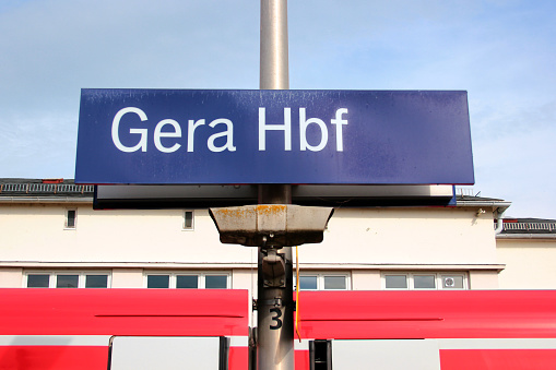 Gera, Germany - May 19, 2023: Main railway station of Gera, the third-largest city in Thuringia after Erfurt and Jena.