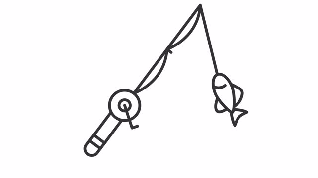 Animated fishing rod line icon
