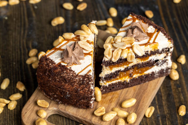 istock a piece of chocolate cake with caramel and peanuts 1492240933