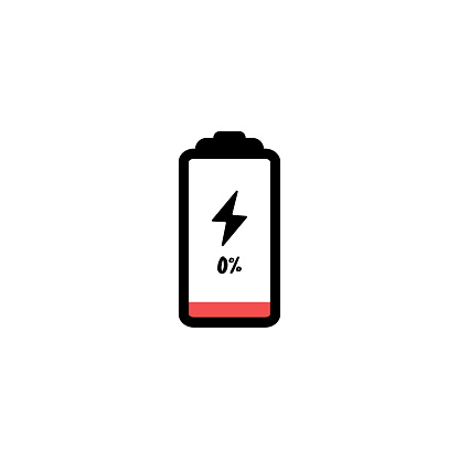 low battery icon. Electic charging technology.