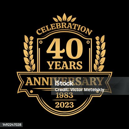 istock 40 years anniversary icon or logo. Vintage birthday banner design. 40th anniversary jubilee celebration badge or label. Vector illustration. 1492247028