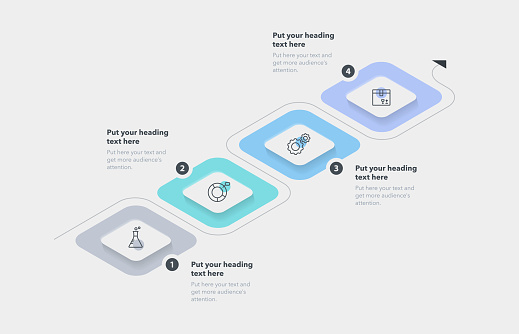 Rectangular Process Infographic Template With Four Steps Stock ...