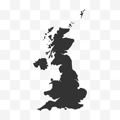 United Kingdom maps on a transparent background for design.