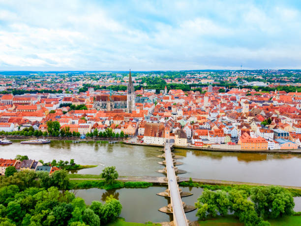 istock Regensburg city aerial panoramic view, Germany 1492272200