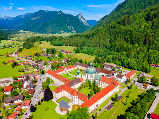 istock Ettal Abbey aerial panoramic view, Germany 1492272304