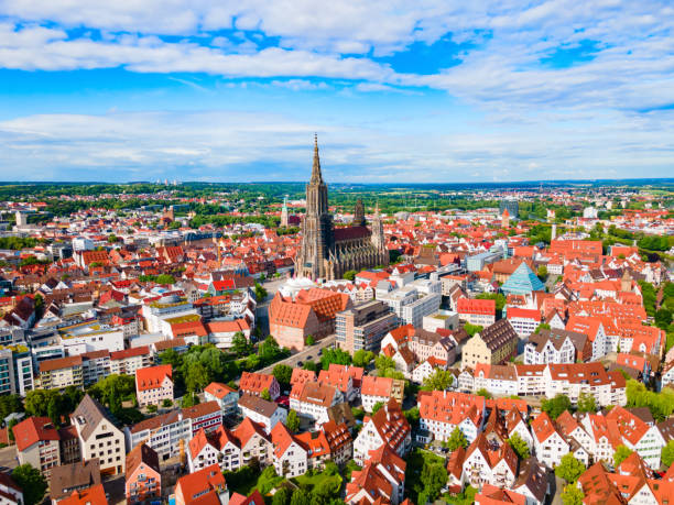 istock Ulm Minster Church aerial panoramic view, Germany 1492272442