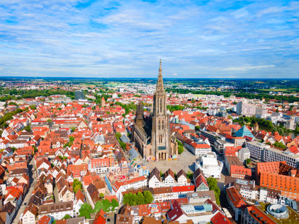 istock Ulm Minster Church aerial panoramic view, Germany 1492272446