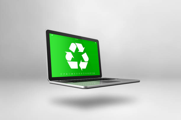 istock Laptop computer with a recycling symbol on screen. environmental conservation concept 1492273876