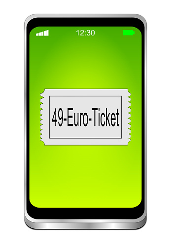 smartphone with white 49 euro ticket on green display  - 3D illustration