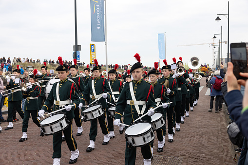 Noordwijk, Netherlands - April 22, 2023: The traditional flowers parade Bloemencorso from Noordwijk to Haarlem in the Netherlands.