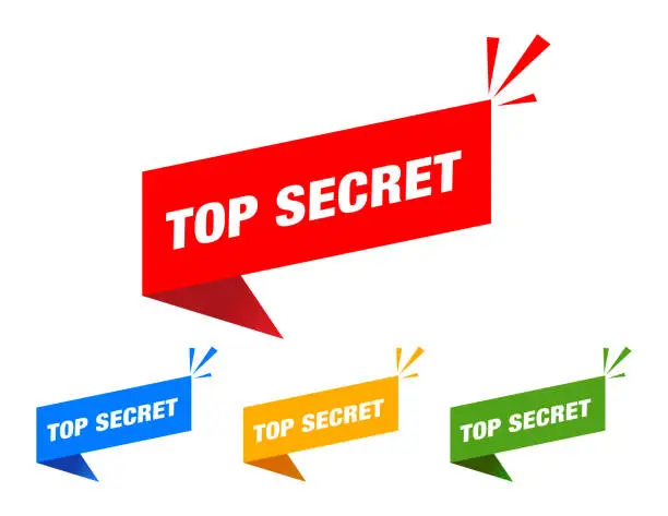 Vector illustration of Top Secret Stickers Isolated On White Background