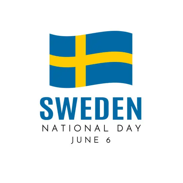 Vector illustration of Sweden National Day card, June 6. Vector
