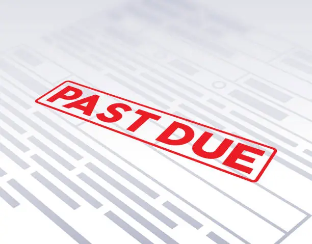 Vector illustration of Past Due Unpaid Bill Document