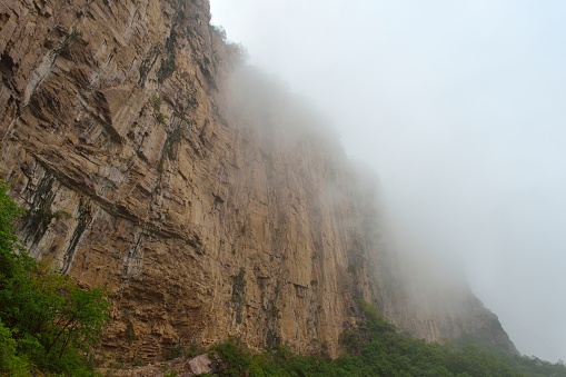 Rainy Sheer Foggy Cliff in N. Carolina in Highlands, NC, United States