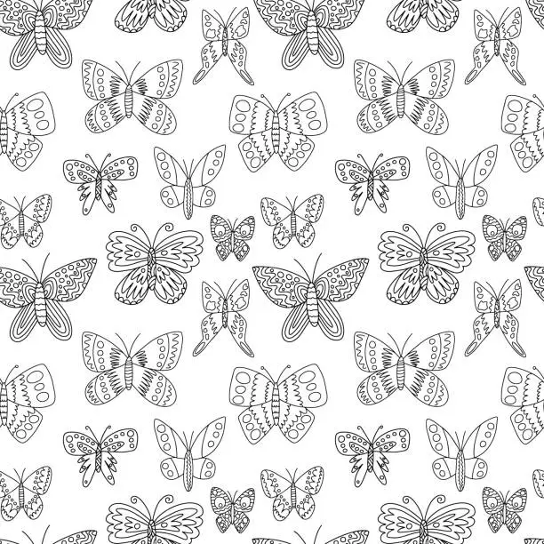 Vector illustration of Doodle butterfly pattern