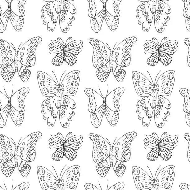 Vector illustration of Butterflies seamless pattern
