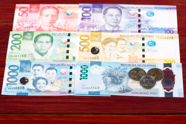 Rows of 25 Centavo Minted Philippine Coins