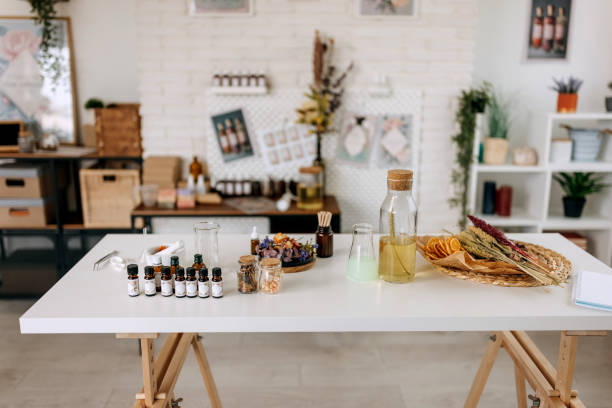 istock Home based modern organic cosmetics workshop with no people 1492290732