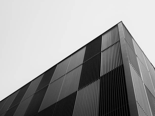 istock Modern building Black Metal facade Industrial background 1492291383
