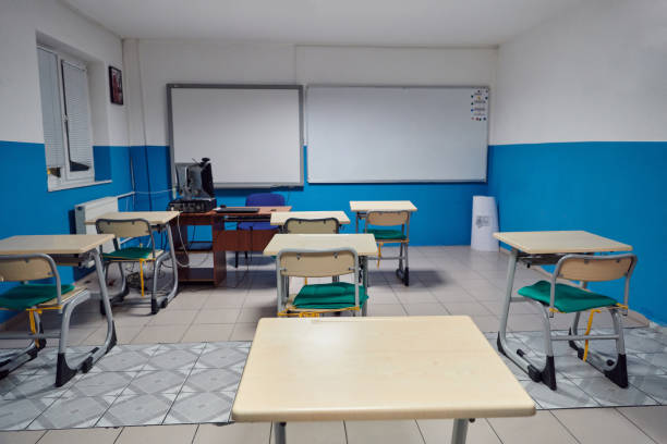 istock Empty chairs in classrom. Modern furniture. Interior of cafe. Conference hall. 1492296315
