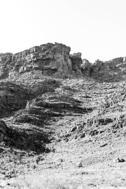 istock Trail up the valley to the Wolfberg Cracks. Monochrome 1492303903