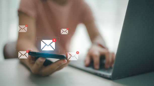 istock New email notification concept for business e-mail communication and digital marketing. Inbox receiving electronic message alert. 1492304275