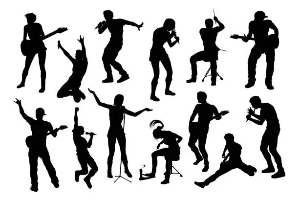 Vector illustration of Musicians Group People Silhouettes