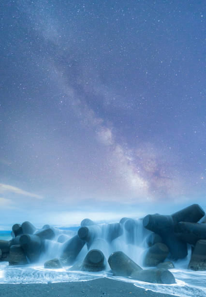 istock Beautiful night view  with water longexposure with milkyway. 1492305688