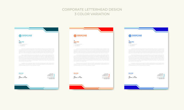 Corporate modern business letterhead in abstract design premium vector. Corporate modern business letterhead in abstract design. simple letterhead template stock illustrations