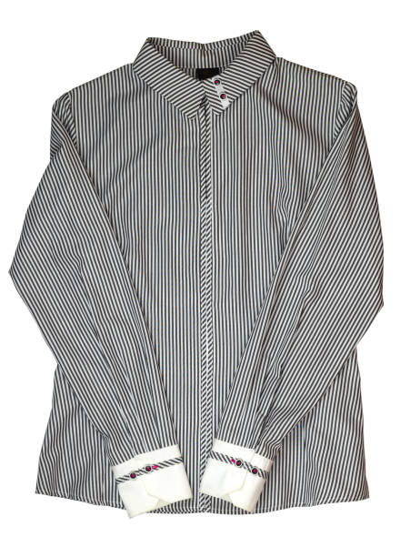 istock Black and white woman shirt with stripes 1492311099