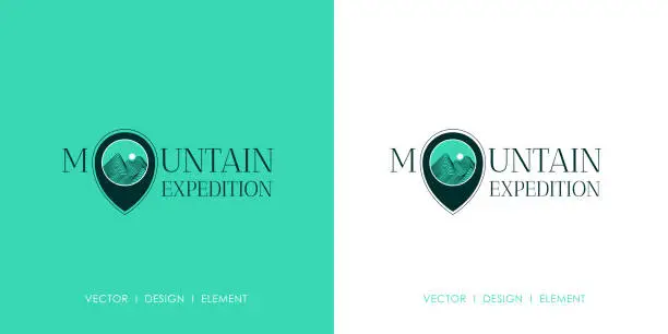 Vector illustration of Mountain expedition Symbol