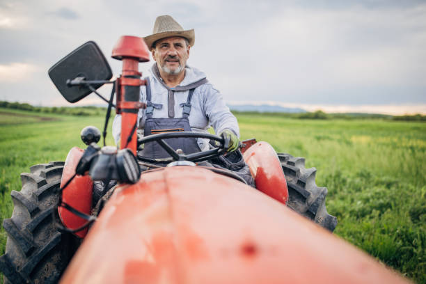 istock Senior farmer driving a tractor on agricultural field 1492315083