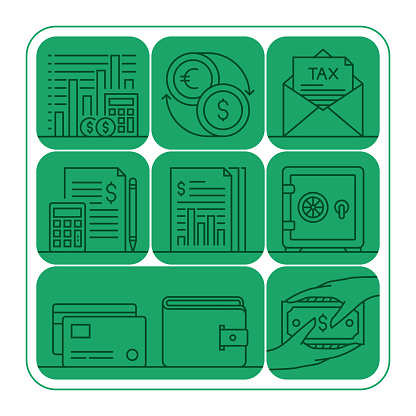 Business and Finance Banner Line Icon Set Design