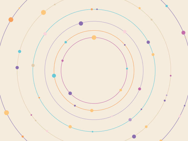 ilustrações, clipart, desenhos animados e ícones de anéis de rotação molécula átomo núcleo abstrato círculo fundo - mixing abstract circle multi colored