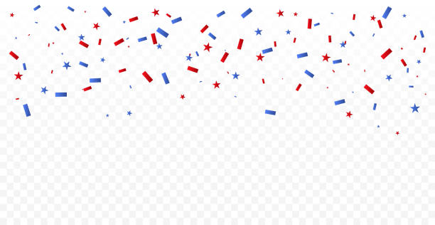 istock Red And Blue Confetti Isolated On Background. Celebration Event And Birthday. American, Chile, Russia, France, United kingdom flags color concept. Vector 1492316299