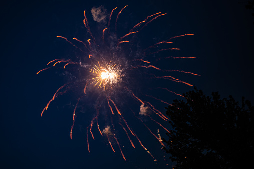 Long Exposure of a Firework Display in the Night Sky