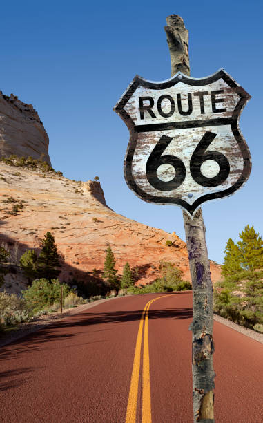 istock Empty rural road through National Park USA on Route 66 1492318010