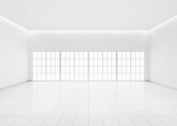 istock 3d rendering of white tile floor and empty room for background. 1492319274