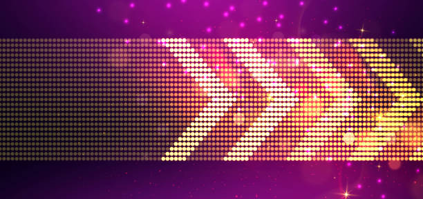 Lamp frame screen gowing lighting arrows effect on dark purple background. Lamp frame screen gowing lighting arrows effect on dark purple background. Vector illustration jul illustrations stock illustrations