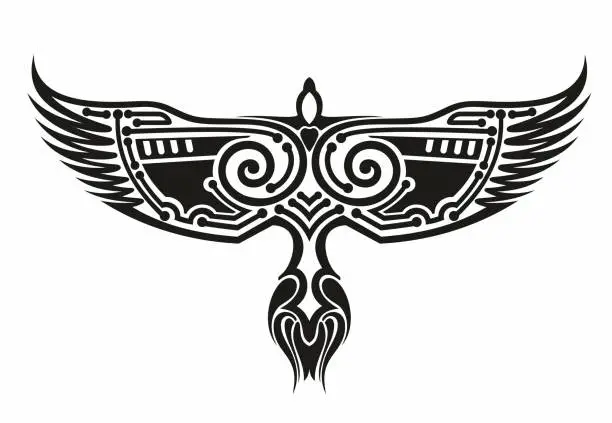 Vector illustration of Eagle Logo Template. aztec eagle hand drawn vector illustration, Mayan aztec Graphic Design