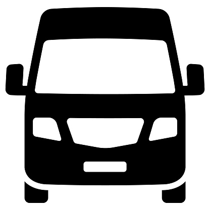 Front View Minibus Silhouette. Shuttle Bus Icon Design. Suitable for Web Page, Mobile App, UI, UX and GUI design. Van Icon in Vector.