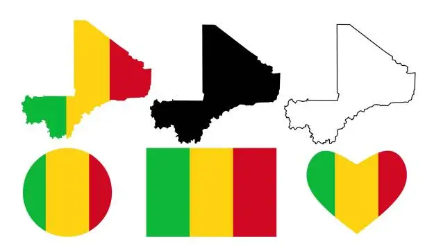 Vector illustration of Republic of Mali map flag