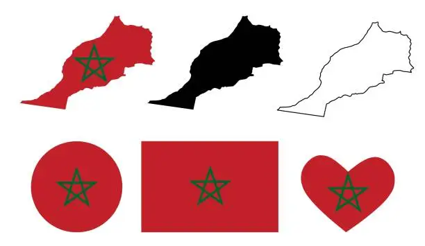 Vector illustration of Kingdom of Morocco map flag
