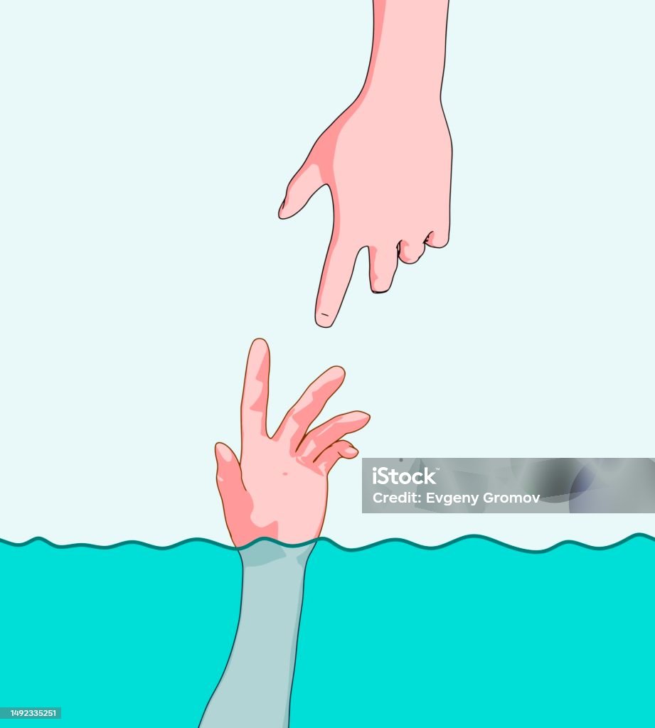 Help In The Water Help Hand For Drowning Person Life Saving In Sea Or Ocean Psychology ...
