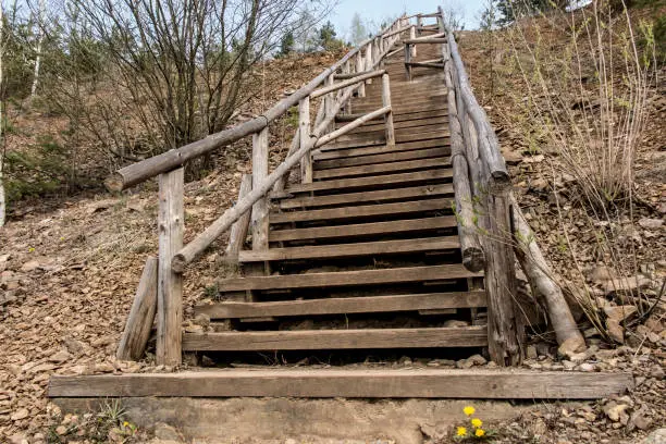 Photo of Wooden stairs in the Grodek park, near Jaworzno in Poland