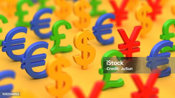 Money Signs Background Profit And Money Financial And Business 3d Illustration Stock Photo - Download Image Now